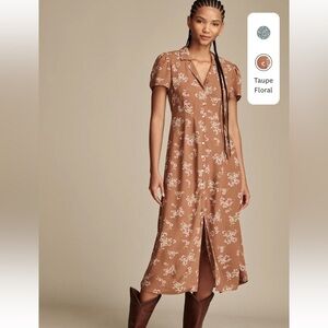 Lucky Brand Ditsy Gloral Collared Button Through Midi Dress Cottagecore Size XL